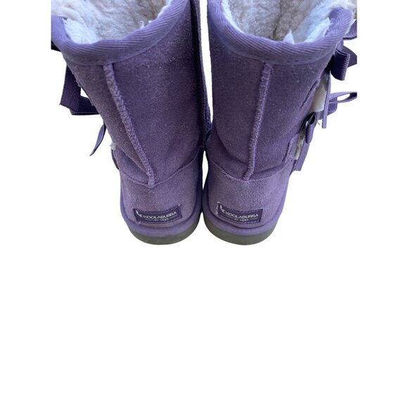 Koolaburra By UGG Kids Purple Suede Bow Tall Boots With Shearling Lining Size 3 - Picture 6 of 7